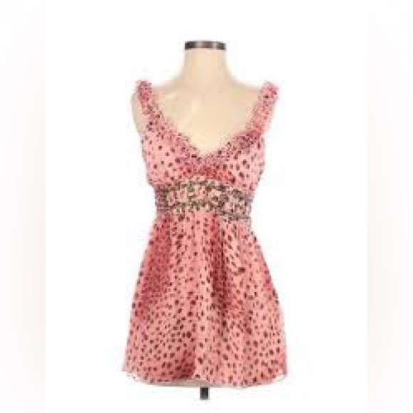 Boston Proper Peachy Pink Leopard Print Empire Waist Tank Style Top